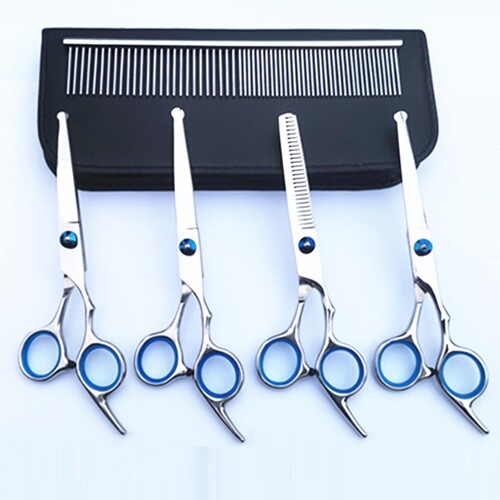Pet Grooming Round Tip Scissors Teddy Dog Trimming Scissors Professional Pet Curved Scissors Hairdressing Haircutting Tool Set 