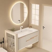 小紅書可麗耐一體盆輕奢浴室櫃組合衛生間現代簡約洗手盆浴室鏡櫃
