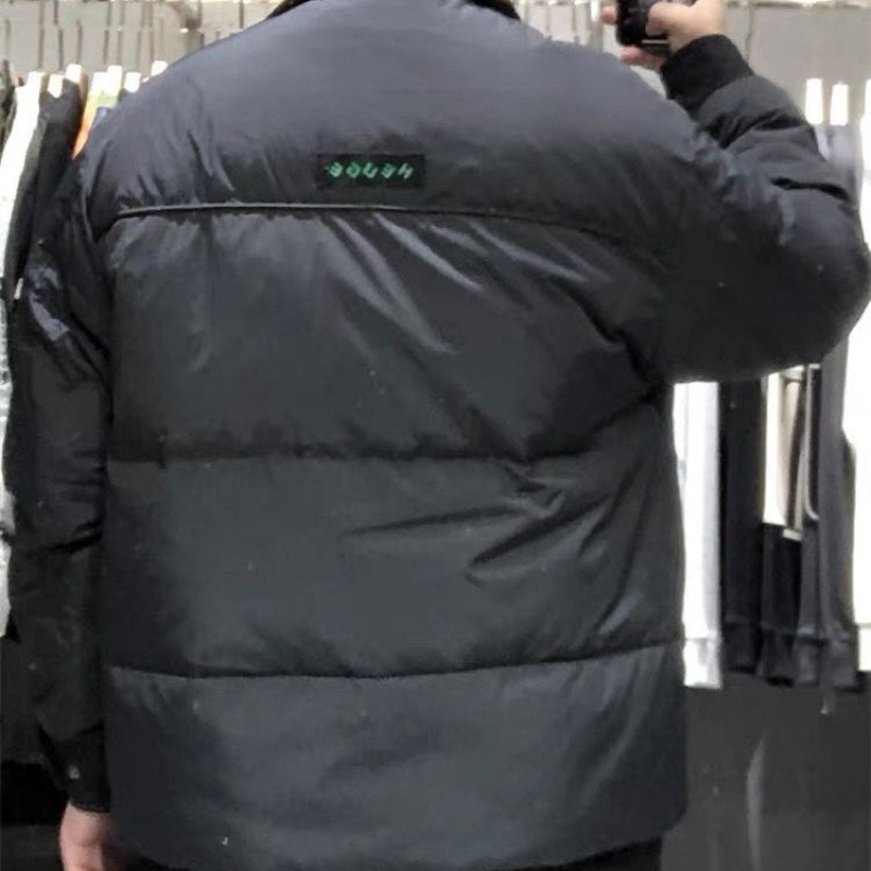 겨울 새로운 남성의면 패딩 재킷 패션 짧은 옷깃 스티칭 대비 컬러 캐주얼 두꺼운 따뜻한 코트