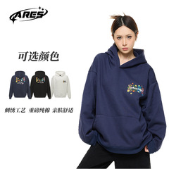 ARESWINGS 秋の国民的ファッションブランドアメリカン刺繍文字小花トレーナー男性と女性の秋のカップルトップス