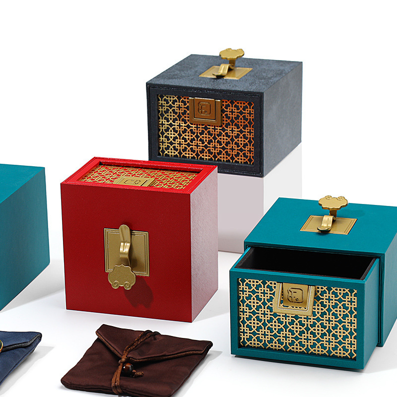 National Trend Inheritance Bracelet Box Jewelry Pendant Gold Bracelet Packaging Box Ancient Gold Jewelry Storage Box National Style National Trend