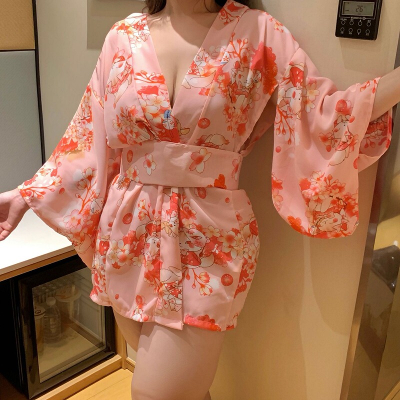 Plus Size Sexy Lingerie Japanese Kimono Japanese Style Bathrobe Cute Bathrobe Nightgown Sexy Pajamas Women Summer Nightdress