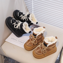 儿童靴子2024冬季新款女小童软底加绒加厚保暖雪地靴男童低帮棉靴