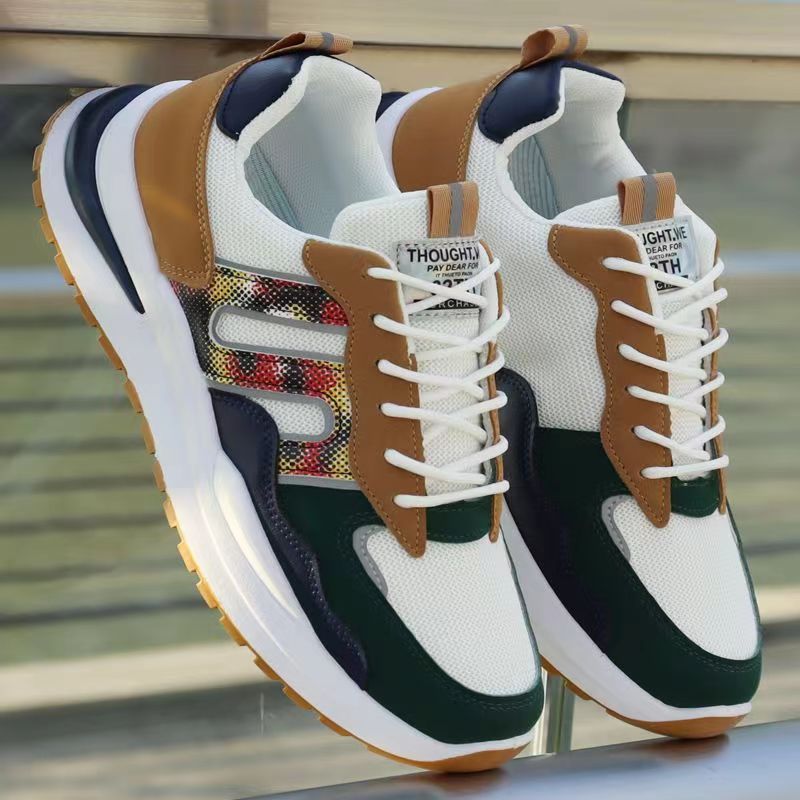 Męskie modne jesienno-zimowe nowe, swobodne, miękkie podeszwy, czarne skórzane buty sportowe do biegania, buty dla taty_voghion.com