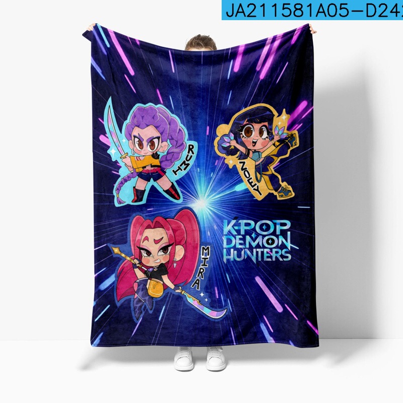 3D新品电影 K-POP 猎魔女团 毛毯午睡毯法兰绒印花保暖|undefined