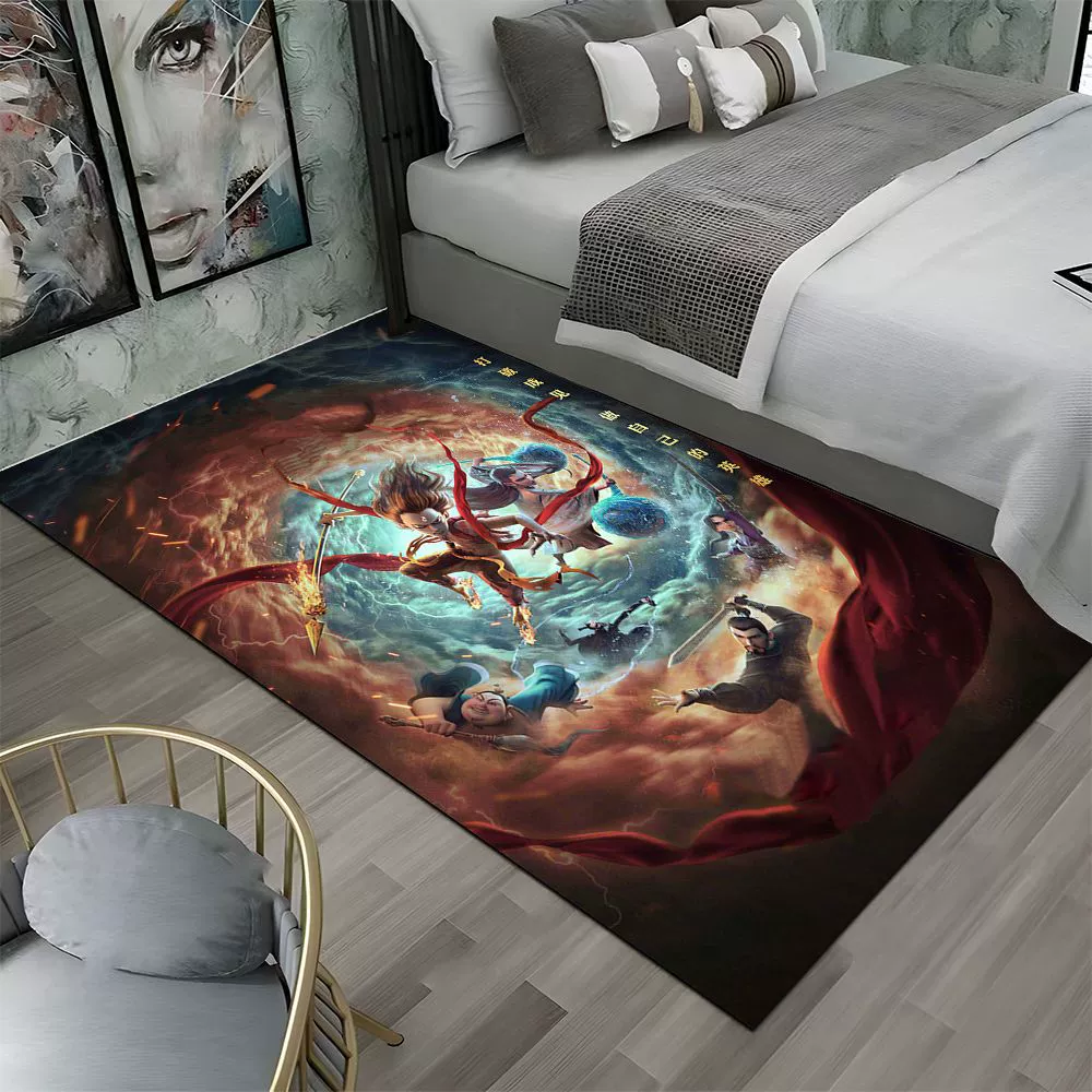 Nezha's Magic Child Chaos in the Sea Коврик для спальни Прикроватное одеяло Детская комната Ковер с рисунком для дома Гостиная Коврик для эркера