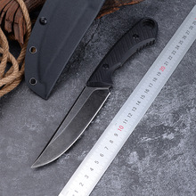 跨境一体D2钢户外直刀高硬度便携k鞘G10战术刀野外开荒求生户外刀
