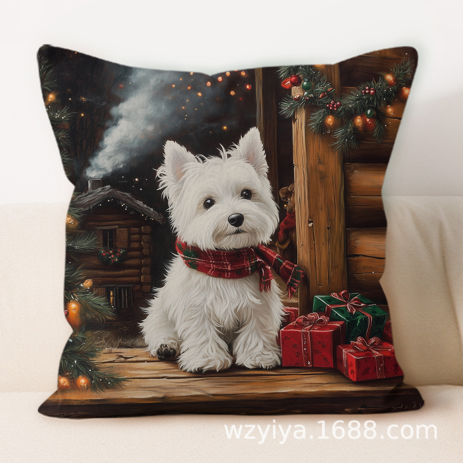 Navidad cachorro almohada cuadrada casa sala de estar sofá dormitorio cabecera almohada cuadrada sin cojín central