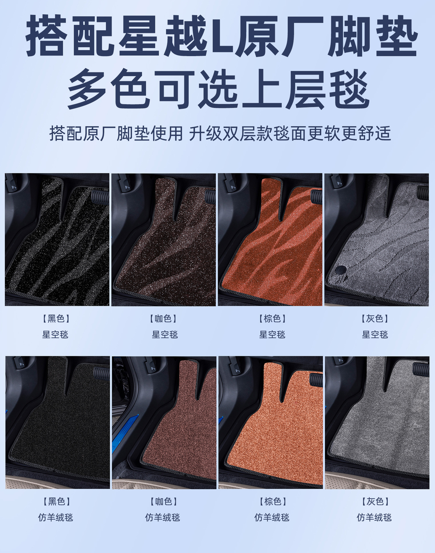 Suitable for Geely Xingyue L, Boyue, Xingrui, and Xingyuan, Upper Carpet Floor Mats, Starry Sky Carpet, Faux Cashmere Mat, Dirt-Resistant and Waterproof