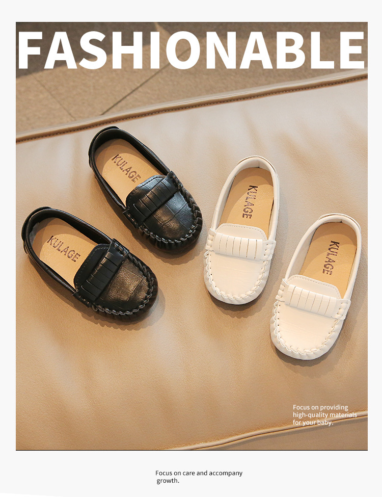 One Step Kleine Leder Weiche Sohle Vielseitige Einzelne Jungen und Mädchen Casual Bean Kinderschuhe_voghion.com