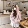 连帽宽松木耳边长袖卫衣