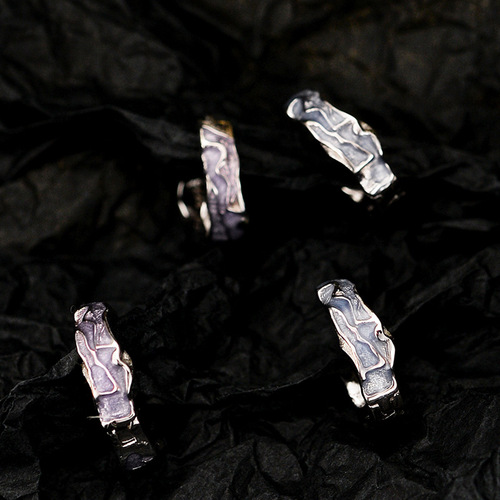 E6052 Korean Version Niche Instagram Style High-end S925 Pure Silver Drip Glaze Stud Earrings for Girls, Small, Wholesale