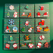 2025年新款圣诞老人麋鹿胸针女卡通可爱金属徽章圣诞节日礼物别针