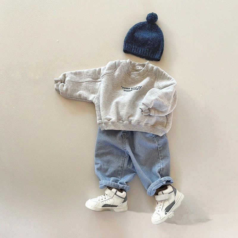 Ropa de primavera para bebés y niños pequeños, ropa infantil de estilo coreano, sudaderas de manga larga para bebés, camisetas con letras para bebés, ropa de primavera, jerseys para niños