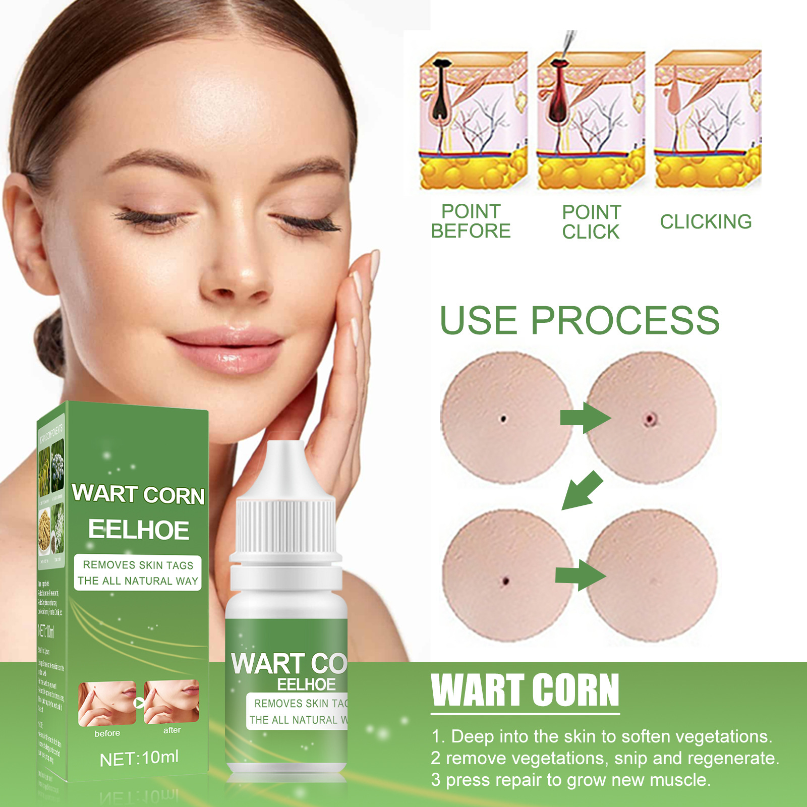 EELHOE nevus elixir for blemishes, removing black spots, lightening melanin, and repairing skin on the face_voghion.com