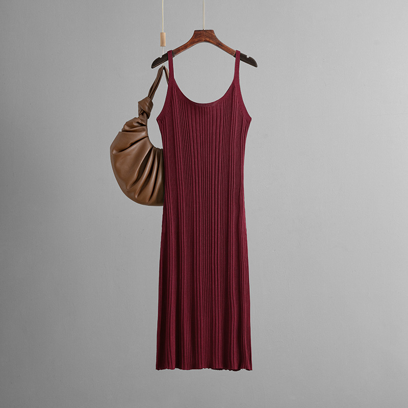 Sexy Slim Fit Slimming Waist Trimming Knitted Dress Summer Simple Solid Color Cami Dress 7 Sexy Slim Fit Slimming Waist Trimming Knitted Dress Summer Simple Solid Color Cami Dress