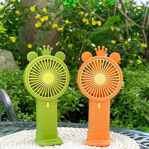 USB charging flower handheld convenient fan cartoon crown souvenir gift LOGO small fan factory direct sale