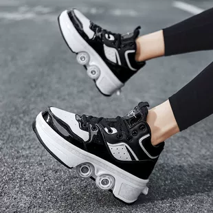 Детские Heelys для девочек, четырехколесные прогулочно-скользящие обувь для взрослых, автоматическое сжатие роликов для мужчин