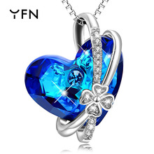 奥地利水晶心形花卉项链女情人节礼物925银饰品外贸爆款厂家直销