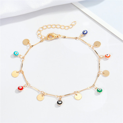European and American cross-border new jewelry personalized colorful irregular shape anklet peach heart round drop-shaped foot ornaments