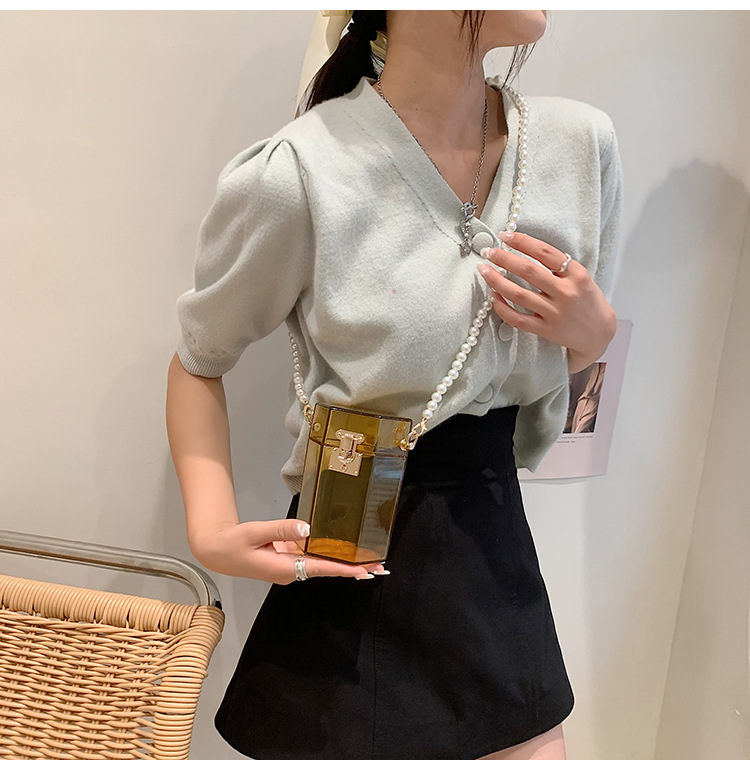 حقيبة صندوق شفافة من الأكريليك 2021 مد صغير ، فتاة صغيرة منعشة ، Xiaoxiangfeng Pearl ، حقيبة صندوق العشاء display picture 28