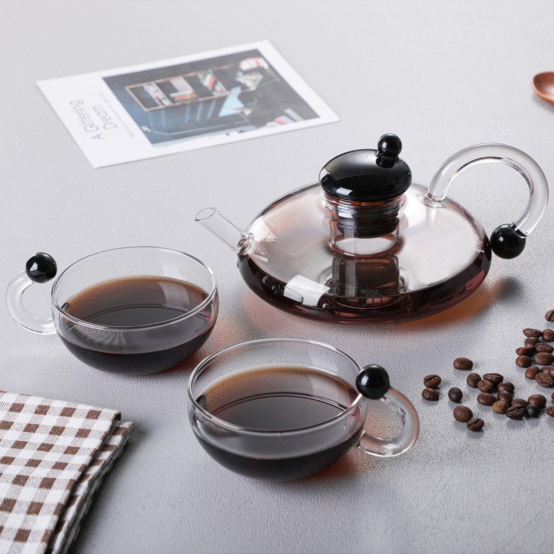 创意轻奢风耐热玻璃手冲咖啡壶茶壶鼠尾果汁壶家用高硼硅泡茶壶