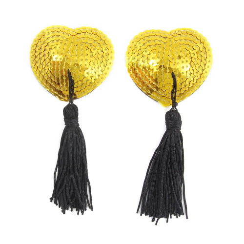 Adult women's products foreign trade tassel heart-shaped silicone nipple stickers sexy flirting women's sequined nipple stickers dropshipping