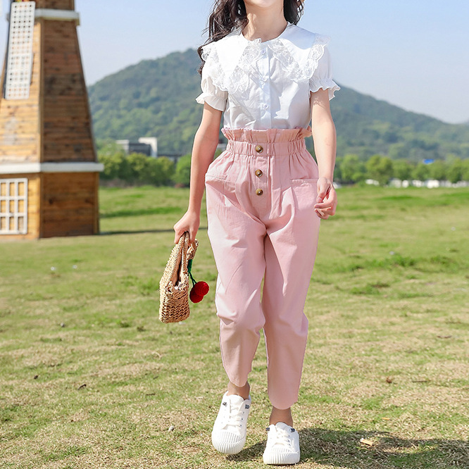 女童夏季套装2024新款纯棉洋气时髦潮童装夏天儿童夏装小女孩衣服