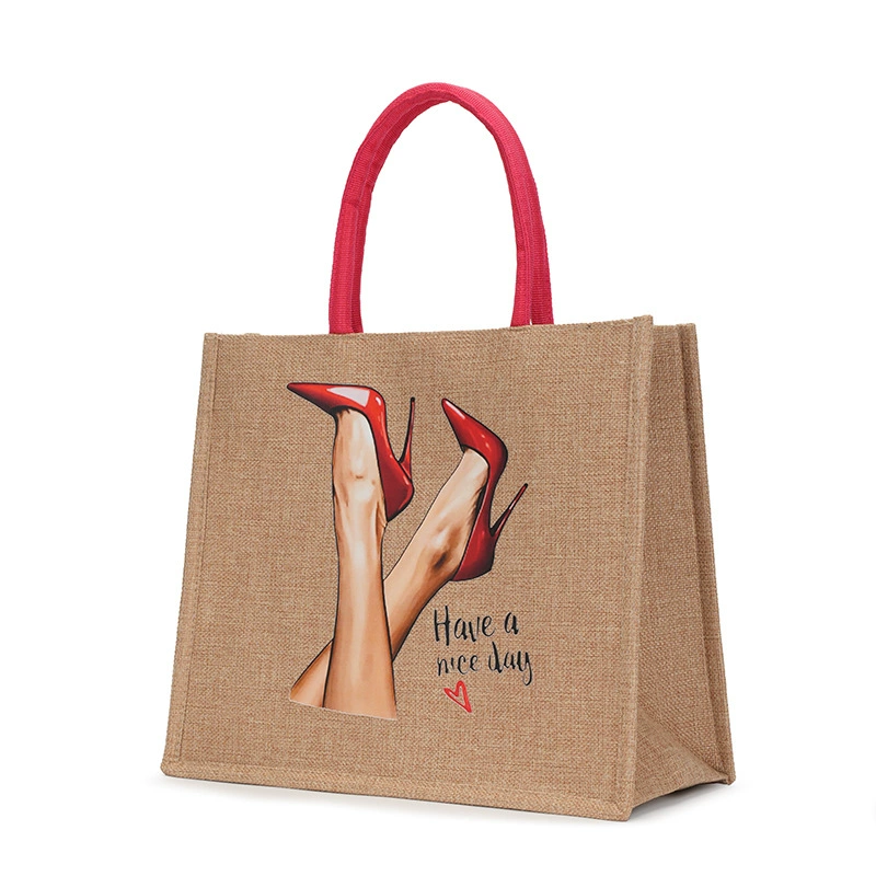 Джутовая сумка модная новая термопередача трансграничная женская сумка пригородной сумки большой емкости женская сумка [производитель]
