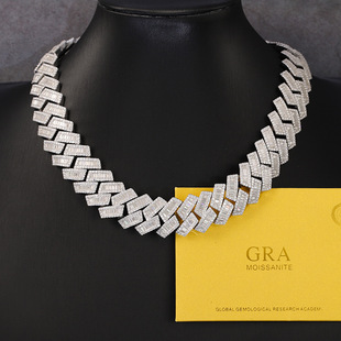T Square Silver Mosan Cuban Chain Male European and American Sexy hiphop Fashion Cuban Chain Silver Hip Hop