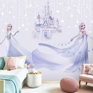 Children's Room girls' bedroom bedside wallpaper princess room warm pink mural frozen Aisha wallpaper Wall cloth