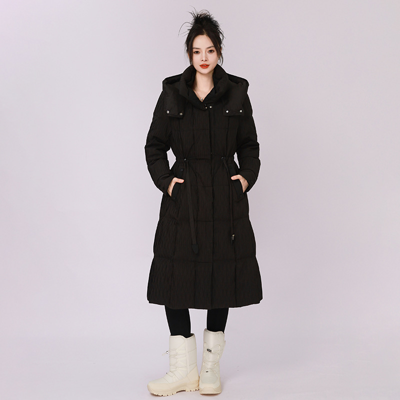 羽绒服女冬季2025新款高端大牌收腰女款修身中长款白鸭绒冬季外套|undefined
