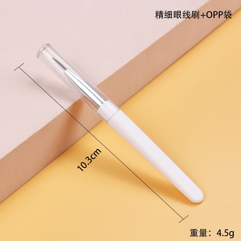 Traje de cepillo de maquillaje portátil blanco con cubierta de polvo transparente ultrafina cuchilla ángulo ceja cepillo delineador de ojos fino cepillo