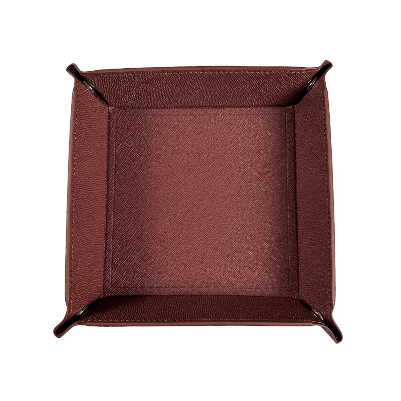 En stock pu palillos de cuero bandeja de cuatro esquinas plegable juego palillos bandeja de almacenamiento