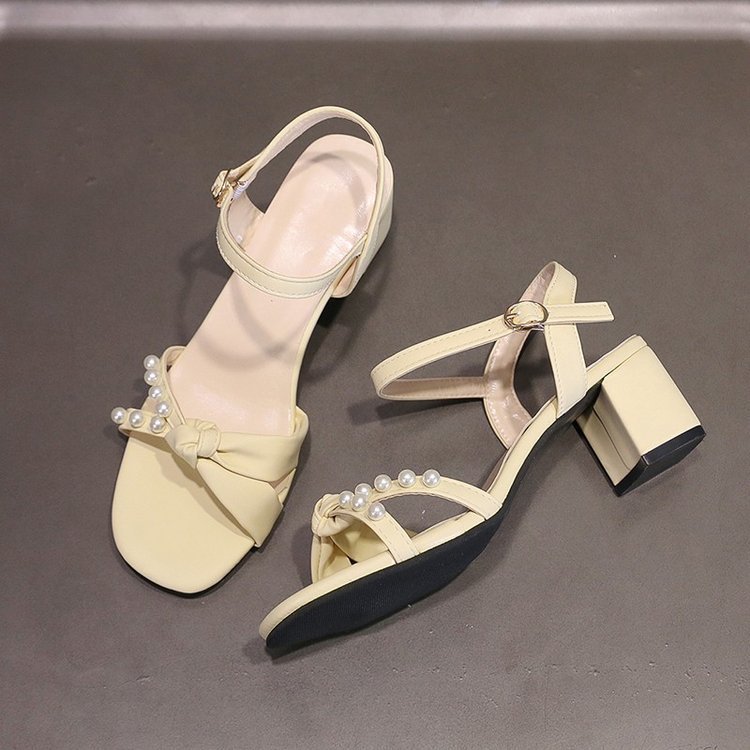 Tacones franceses 2026 verano nuevo vestido de estilo multifuncional de hadas pequeñas sandalias de suela gruesa image 3