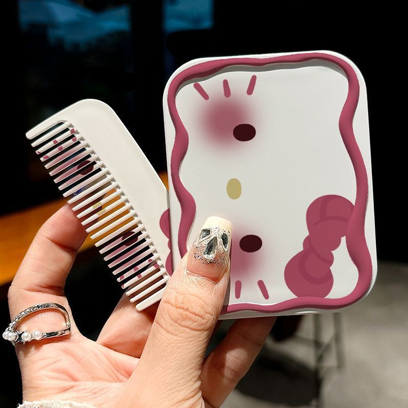 Espejo de maquillaje para estudiantes mango de espejo portátil bolso de mano dormitorio portátil pequeño espejo cinturón