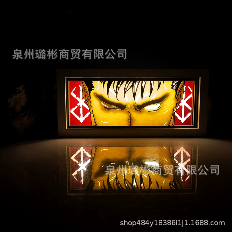 Бумажный резной светильник One Piece Luffy, деревянная рамка, настольный ночник, монохром/ RGB