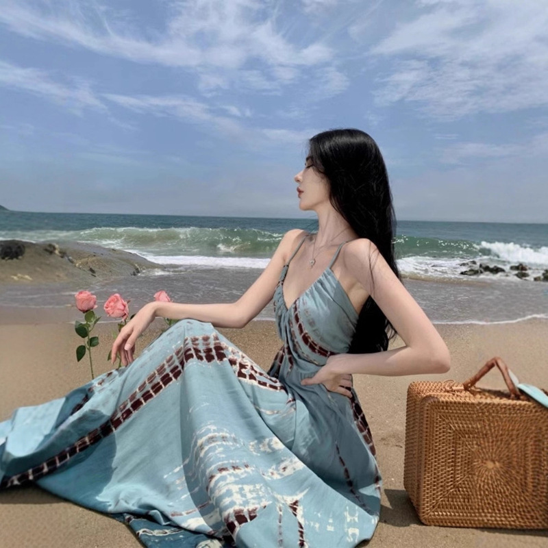 Bohemian Holiday Dress Women's Summer New French Travel Photo Seaside Beach Skirt Elegant Long Skirt