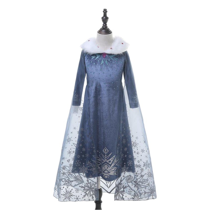 Las niñas europeas y americanas Frozen Elsa vestido 2021 nueva niña Anna princesa vestido de entrega de una pieza