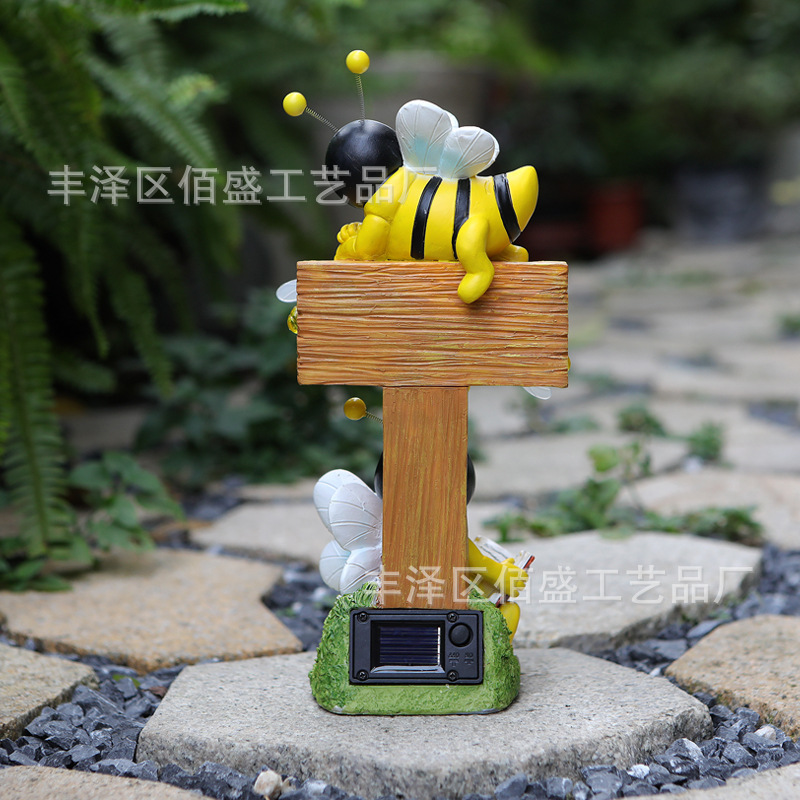 Transfronterizos adorables abejas de bienvenida lámparas de resina adornos jardín al aire libre patio balcón decoración de escena