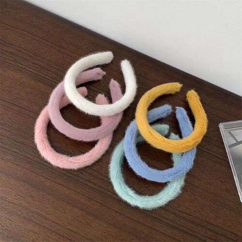 Korean Sweet Imitation Rabbit Plush Headband Narrow Autumn and Winter Simple Furry Headband Women's Solid Color Hair Clip Hair Accessories Wholesale
