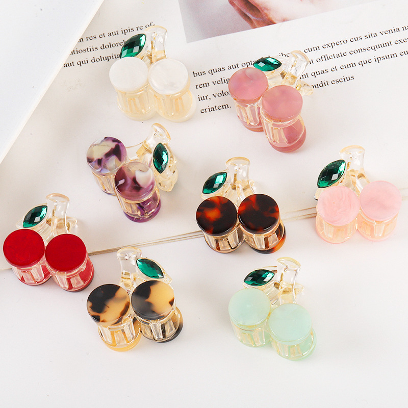 13g Weight Hair Claws Hair Accessories Type Sweet Korean Style Women'S Peach Cherry Leopard Acrylic Rhinestones Hair Claws