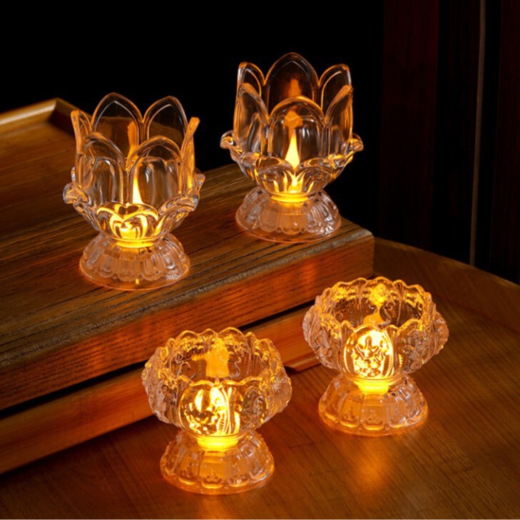 LED透明蓮キャンドルライトオーナメントシミュレーションロマンチックな誕生日アレンジメントクリエイティブウェディング小道具永遠の光|undefined