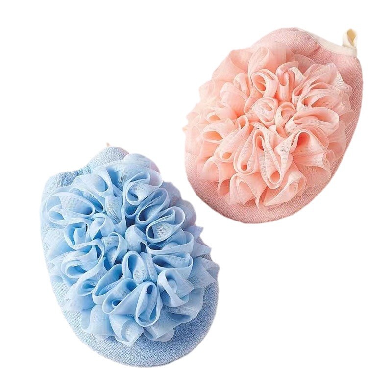 Toalla de baño de flores de baño, bola de baño dos en uno, guantes de baño suaves, artefacto de frotamiento de espalda, toalla de baño de arena fina, toalla de baño de doble cara