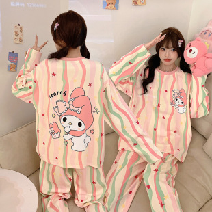 Junior high school students pajamas women's autumn 2024 new big children's students 12 years old 15 cute children's cartoon long sleeve melody