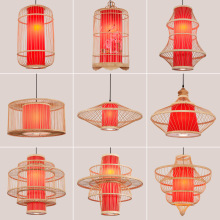 中式竹艺竹编火锅店鸟笼吊灯创意灯笼复古饭店餐厅茶楼灯具