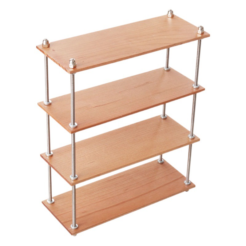 Miniatura de alimentos y juegos de almacenamiento en rack de estantería mini modelo de madera de cerezo 1:6 puntos bjd muebles de casa de muñecas DIY