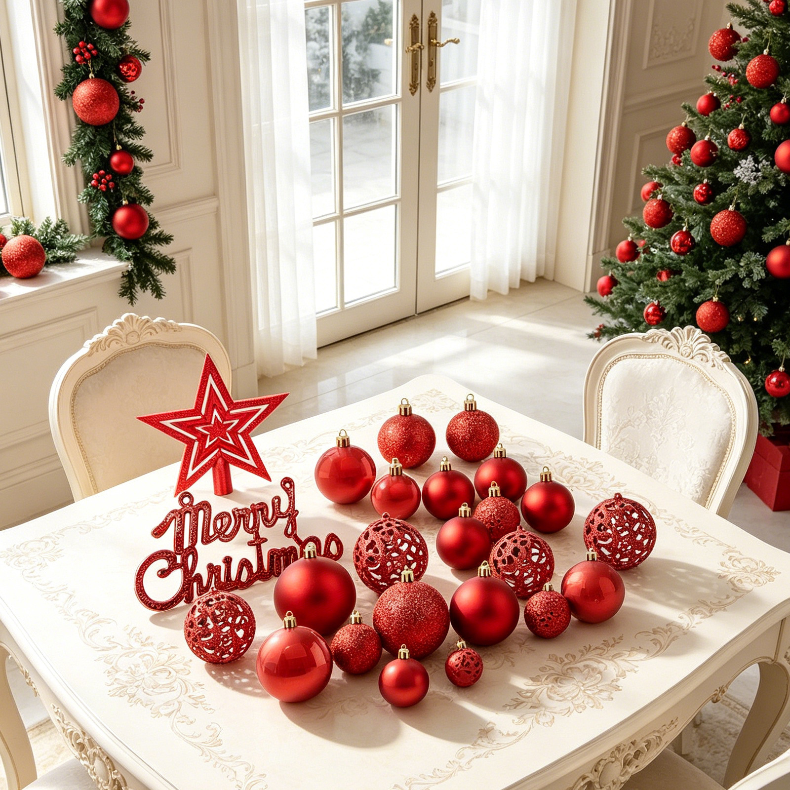 Suministros de decoración de árboles de Navidad transfronterizos 100 paquetes de bolas de plástico huecas brillantes de galvanoplastia Colgante de caja de regalo de bolas de Navidad