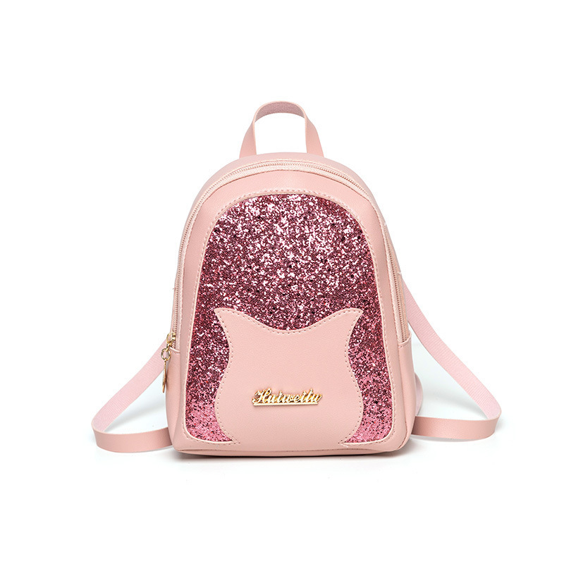Korean version of sequined ladies small backpack 2022 summer and autumn new cat decoration slung shoulder handbag a generation of hair