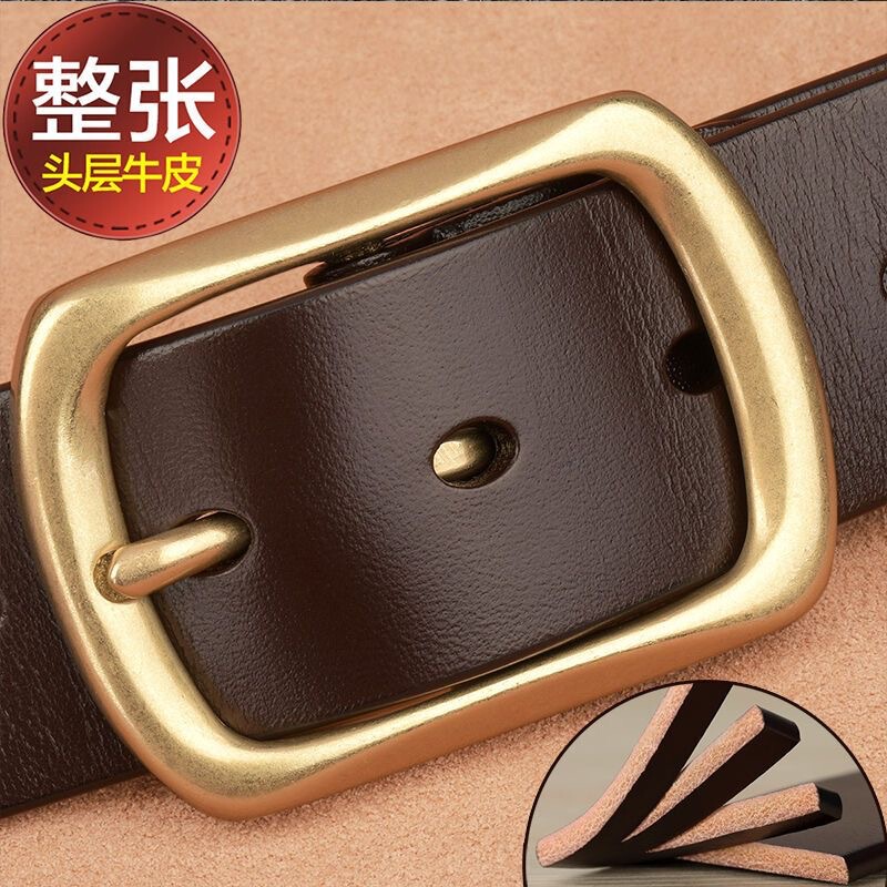 Wholesale Men's Belts with Pure Copper D-Ring Buckle, Genuine Leather Cowhide Belt, Casual Pants Belt for Waist